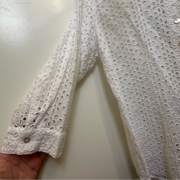 Chico's 100% cotton White Eyelet Button Up Blouse - Picture 5 of 5